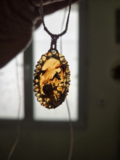 Pendentif cabochon d'Ambre véritable